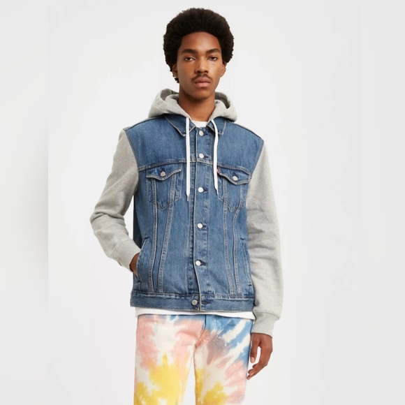 Levi's Mens Hybrid Hooded Trucker Jacket - Small - Picture 2 of 9